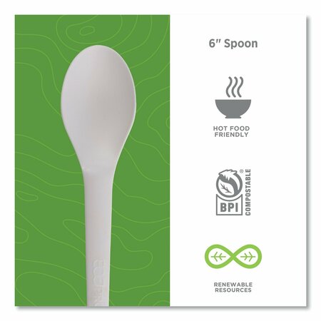 Eco-Products Plantware Compostable Cutlery, Spoon, 6 in., White, 1000PK EP-S013-W